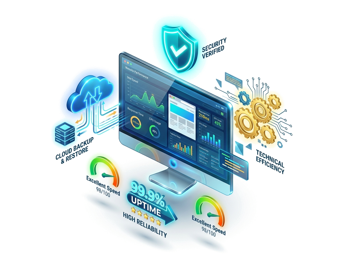 Intechno Software Website Maintenance Dashboard Illustration